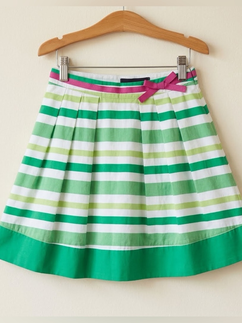 Mini Boden Green & White Stripe Cotton Skirt NWOT Girls Size 11-12 NEW